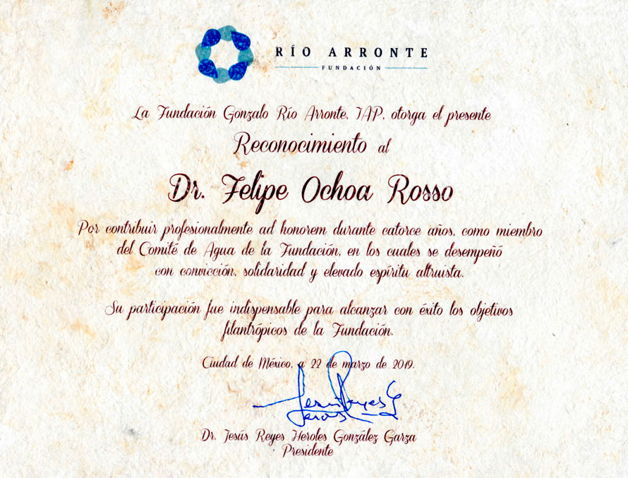 Reconocimiento Dr. Felipe Ochoa R.